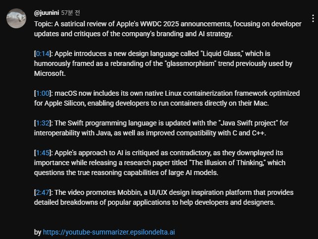 Discord bot execution example showing YouTube video summarization